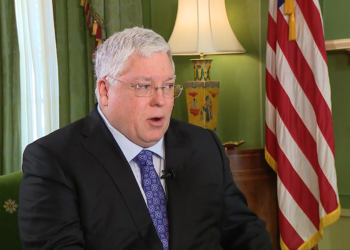 Patrick Morrisey giving an interview.