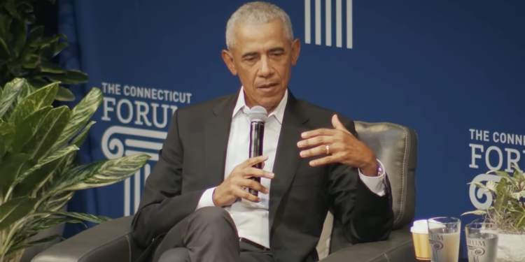 Barack Obama talking during a forum.