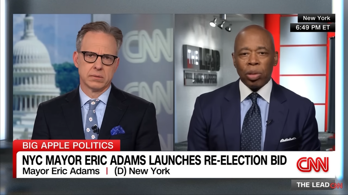 Jake Tapper interviewing Eric Adams.