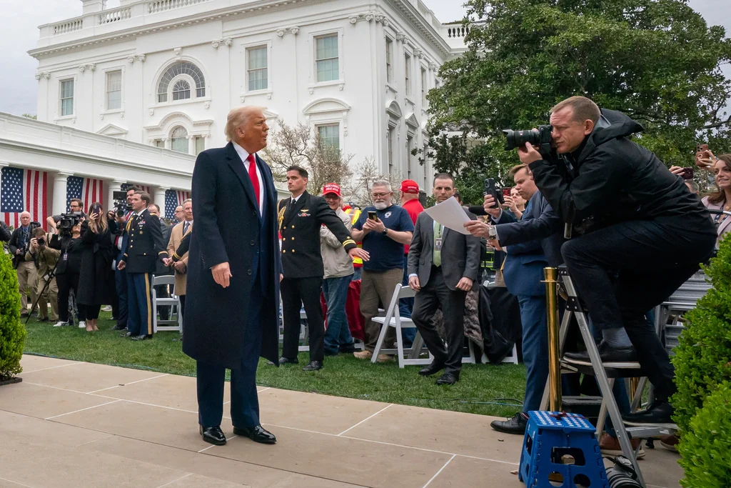 President Donald Trump speaks as he departs toward the Oval Office after signing an executive order at an event to announce new tariffs in the Rose Garden of the White House, Wednesday, April 2, 2025, in Washington.