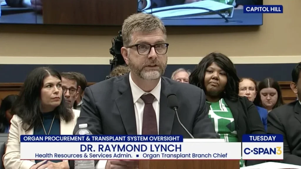 Dr. Raymond Lynch, head of the Organ Transplant Branch at the Health Resource Services Administration, testifying before the House Energy and Commerce Committee, July 22, 2025.