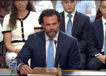 Matthew Lohmeier testifying before the Senate.