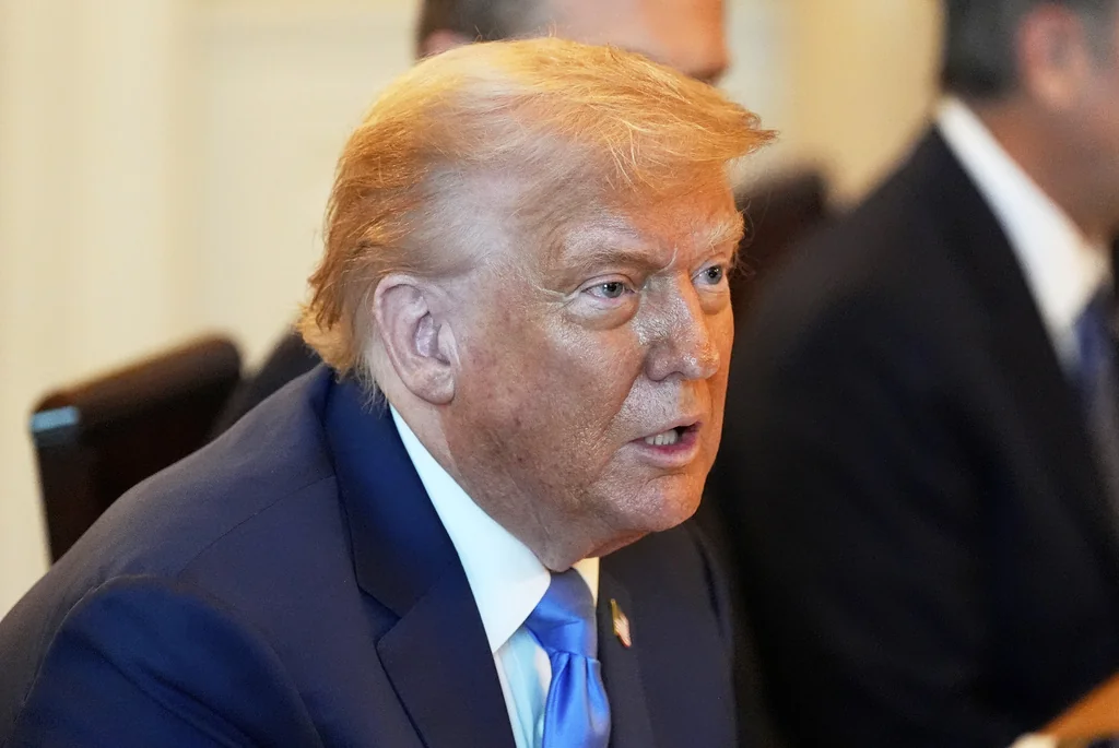 President Donald Trump speaks during a meeting with Israel's Prime Minister Benjamin Netanyahu in the Blue Room of the White House, Monday, July 7, 2025, in Washington.