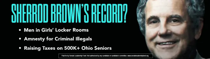 A billboard targeting former Sen. Sherrod Brown from Senate Leadership Fund.