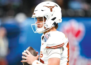 Texas Longhorns quarterback Arch Manning is reportedly receiving more than $6 million in NIL deals. (Photograph by Rich von Biberstein/Icon Sportswire via Getty Images)