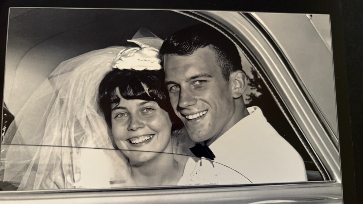 young married couple in black and white