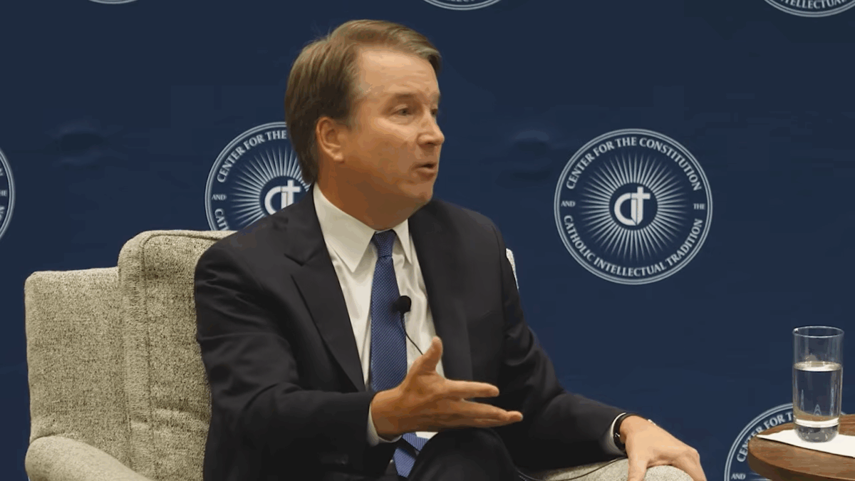 Brett Kavanaugh speaking during an interview.