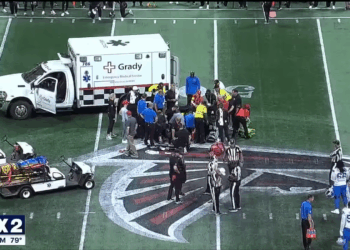 Maurice Norris getting carted off the field.