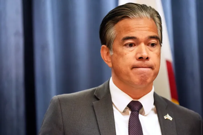 California Attorney General Rob Bonta comments during a news conference on Monday, Sept. 8, 2025, on the Supreme Court's ruling overturning a federal judge's limits on "roving patrols" and enforcement stops by ICE agents in Southern California.