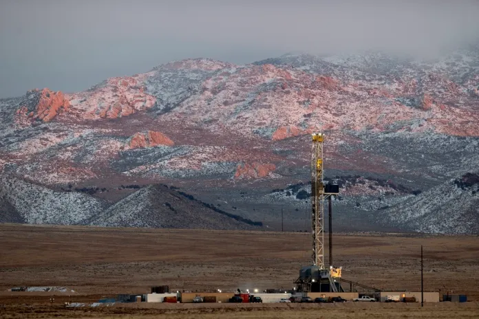 A drill rig stands at a Fervo Energy geothermal site.