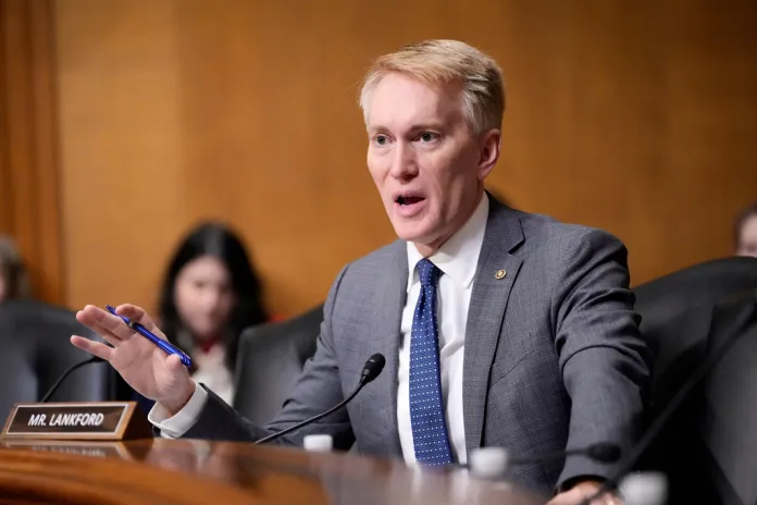 Sen. James Lankford, R-Okla., questions Dr. Mehmet Oz, President Donald Trump's pick to lead the Centers for Medicare and Medicaid Services, at Oz's confirmation hearing before the Senate Finance Committee on Capitol Hill in Washington, Friday, March 14, 2025.