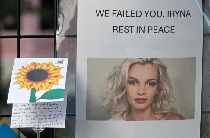 A memorial dedicated to slained 23-year-old Ukrainian Iryna Zarutska in Charlotte, North Carolina, on Sept. 11. (Charlotte Area Transit System via AP)