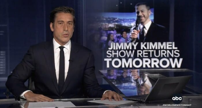 Legacy Newscasts Cheer Kimmel Return