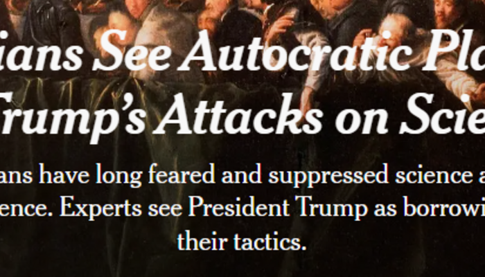 NYT Compares Trump's Science Policies Compared to Historical Autocratic Regimes