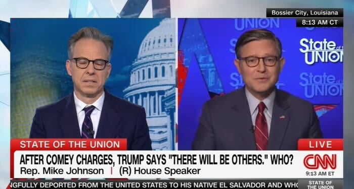 Tapper Tries to Trip Speaker Johnson on Comey Indictment, Gets WRECKED