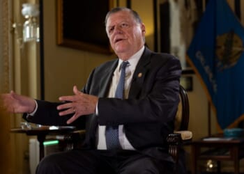Rep. Tom Cole, chairman of the House Appropriations Committee, sits down for an interview on Oct. 22, 2025 at his office in the U.S. Capitol. (Graeme Jennings/Washington Examiner)