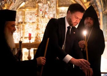 'May the Prince of Peace have mercy on us': Vance prays at site of Christ's death and resurrection