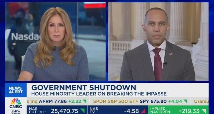 CNBC’s Becky Quick Wrecks Hakeem Jeffries on Shutdown Hypocrisy