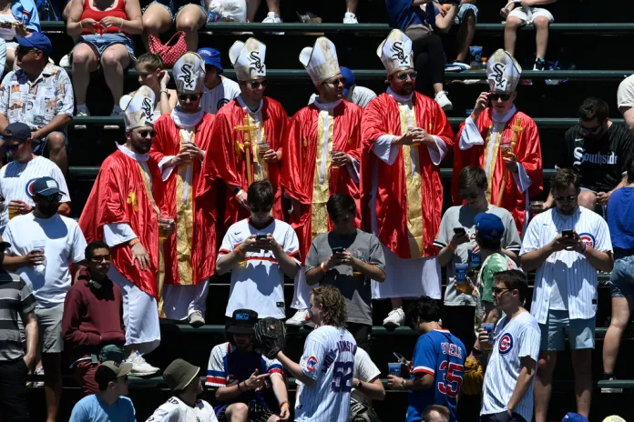 White Sox fans dressed as Catholic bishops