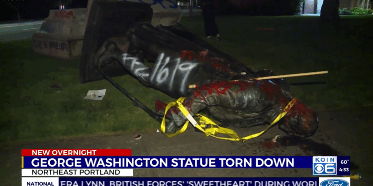 George Washington statue vandalized in OR.