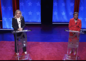Abigail Spanberger and Winsome Sears debating.