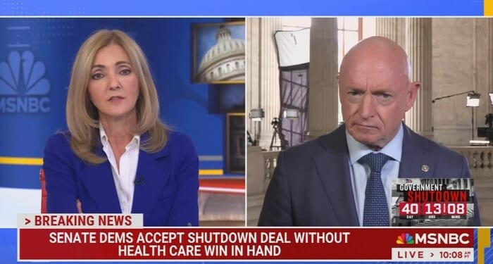 Sen. Kelly Pressured By MSNBC to Chide Schumer’s Leadership