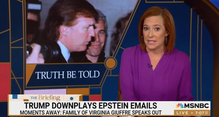 MSNBC's Jen Psaki Shames Team Trump for Citing Epstein Victim in Self-Defense