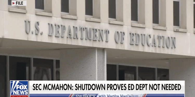 The front view of the U.S. Department of Education.