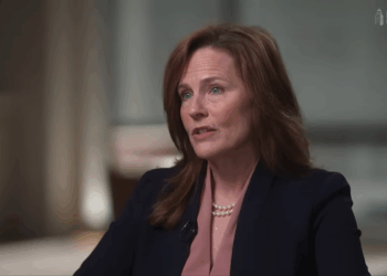 Amy Coney Barrett speaking during an interview.