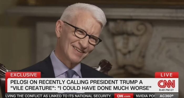Cooper Laughs With Pelosi As She Muses About Calling Trump 'A Vile Creature'