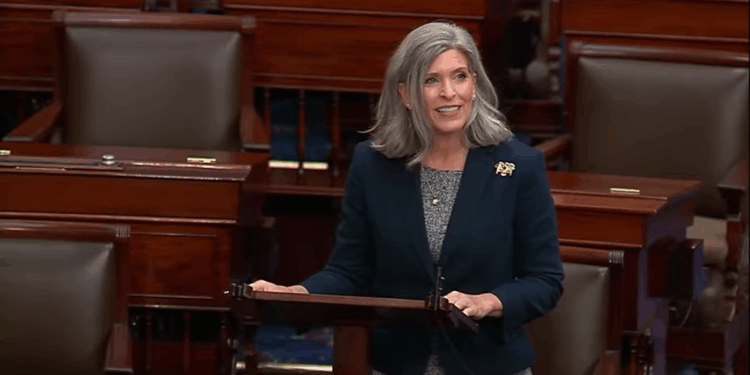 Joni Ernst speaking on the Senate floor.