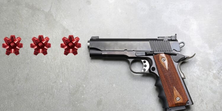 gun shooting christmas bows