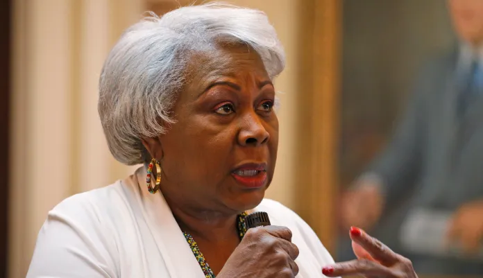 Senate President Pro Tempore, Sen. Louise Lucas speaks during debate on the Senate floor.