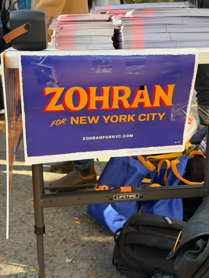 Zohran Mamdani campaign sign
