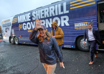 Mikie Sherrill collects food donations at Obama rally amid SNAP freeze