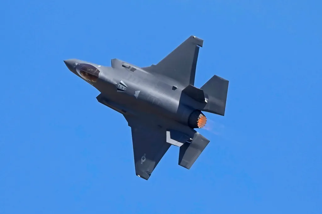 A U.S. Air Force F-35 performs on the third day of the Aero India 2025