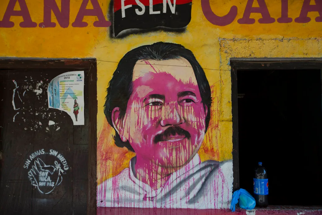 A mural of Nicaraguan President Daniel Ortega.