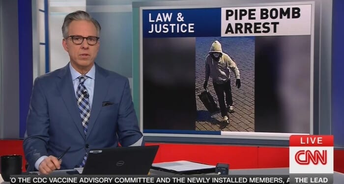 Jake Tapper Claims Black Pipe Bomb Suspect Is a ‘White Man’