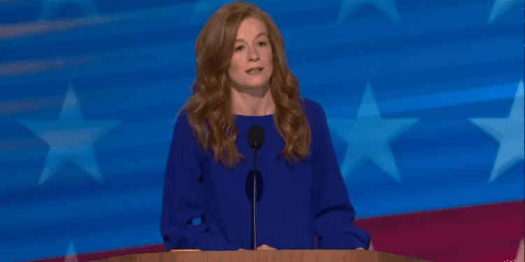 McMorrow speaking at the DNC Convention.