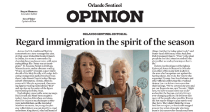 Orlando Sentinel Uses Christmas Editorial as Pro-Immigration Tactic