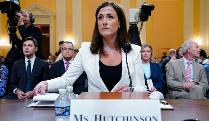 Cassidy Hutchinson, former aide to Trump White House chief of staff Mark Meadows, arrives to testify as the House select committee investigating the Jan. 6 attack on the U.S. Capitol.