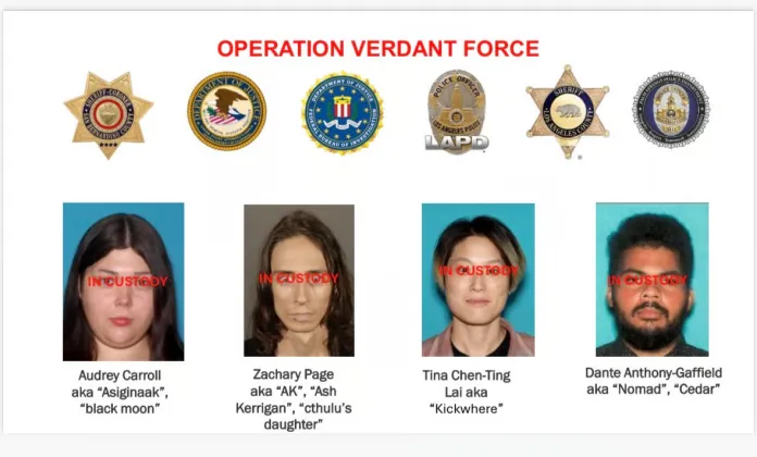 Mugshots of TILF members arrested by federal authorities. (Department of Justice)