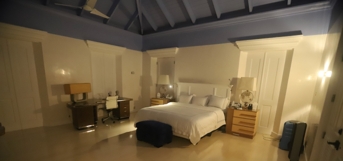 A bedroom in the late convicted sex offender Jeffrey Epstein's home on his private island.