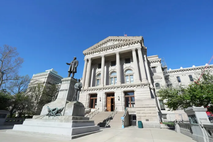 The Indiana Statehouse in Indianapolis.