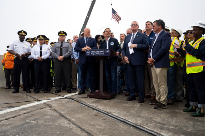 Gov. Josh Shapiro (D-PA) speaks during a news conference.