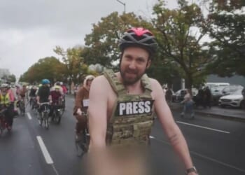 Klepper Joins Naked Bike Ride To Mock Idea Of Trump Winning a Peace Prize