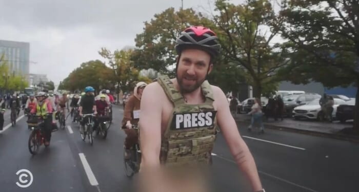 Klepper Joins Naked Bike Ride To Mock Idea Of Trump Winning a Peace Prize
