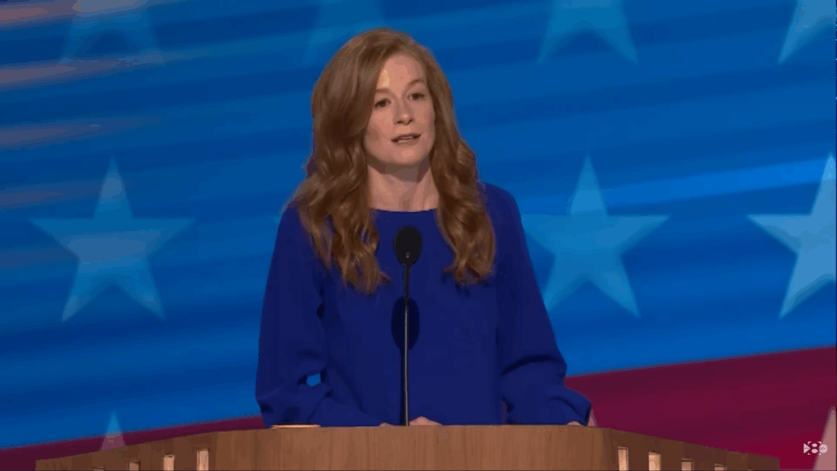 McMorrow speaking at the DNC Convention.