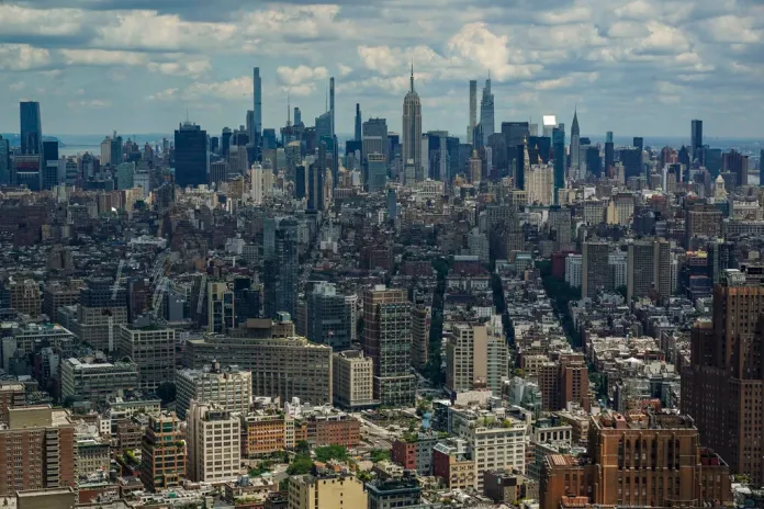A view of the New York City skyline from One World Trade.