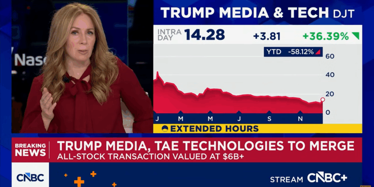 CNBC announcing Trump Media merger.
